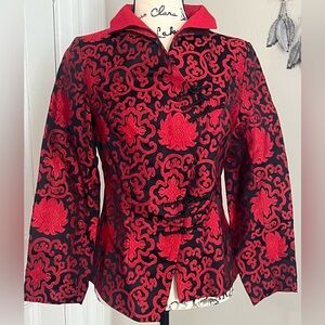 Vintage Dragon Silk Ted & Black 100% Silk Chinese jacket.